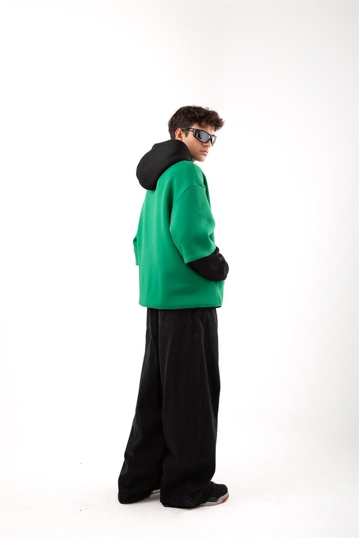 Human Academy 90's Fit Yeşil Hoodie