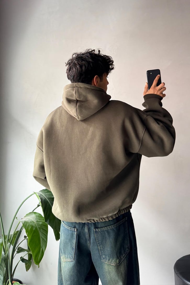 Humans Baskılı Oversize Hoodie