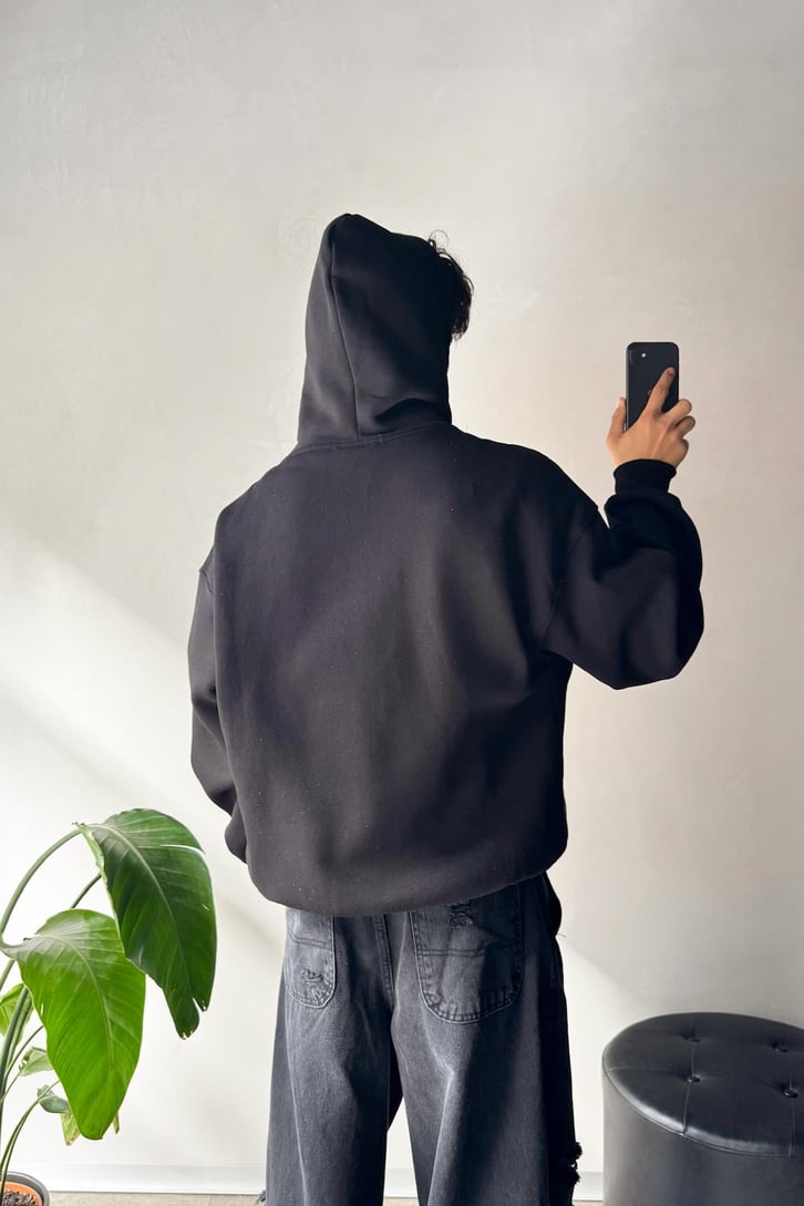 Humans Baskılı Oversize Hoodie