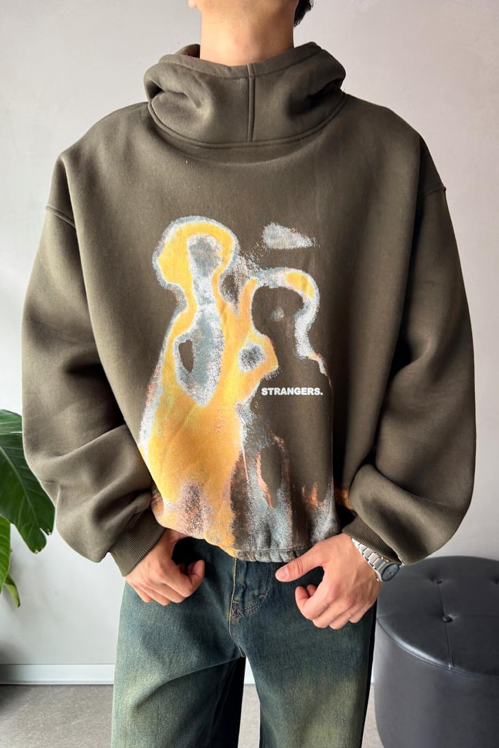 Humans Baskılı Oversize Hoodie