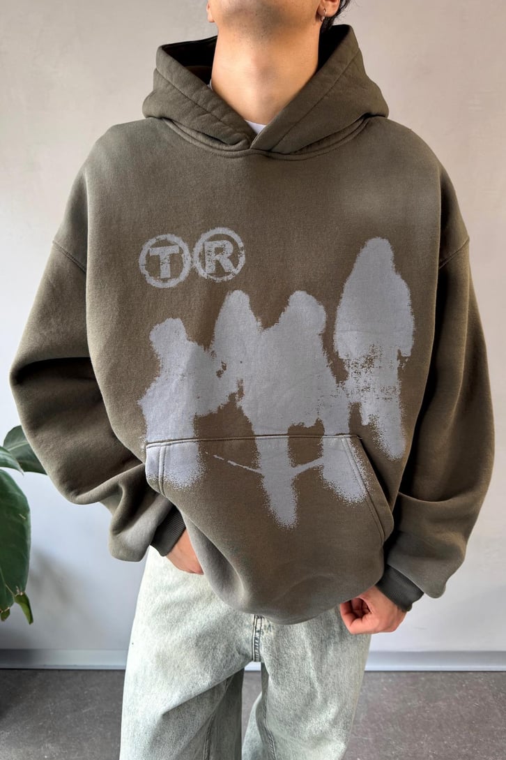Humans Baskılı Oversize Hoodie