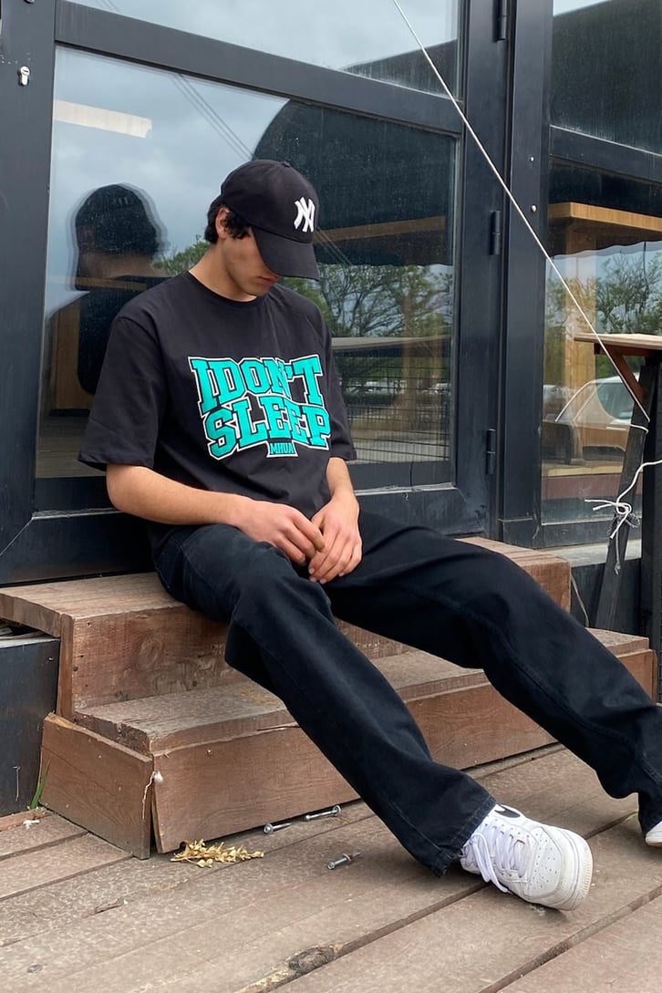 I Don't Sleep Baskılı Oversize Tshirt
