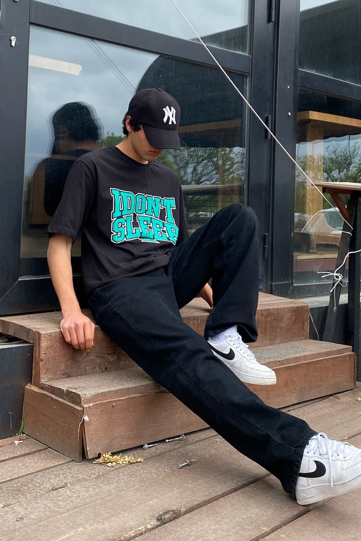 I Don't Sleep Baskılı Oversize Tshirt