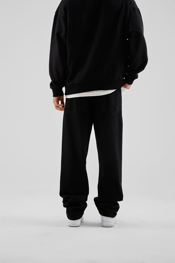 I Hate Baskılı Siyah Baggy Pantolon