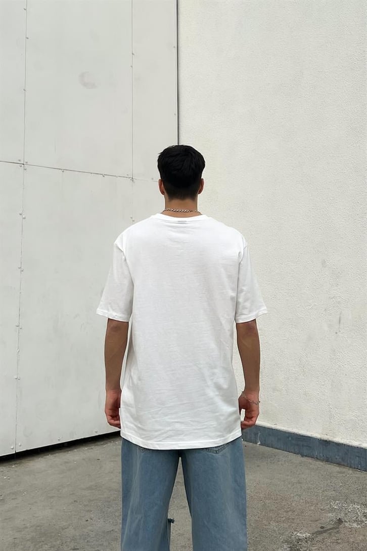 Immortal Sırt Baskılı Beyaz Oversize Tişört
