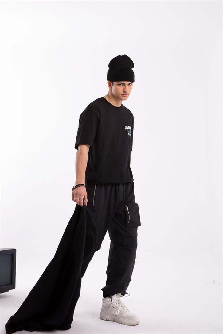 Immortal Sırt Baskılı Siyah Oversize Tişört