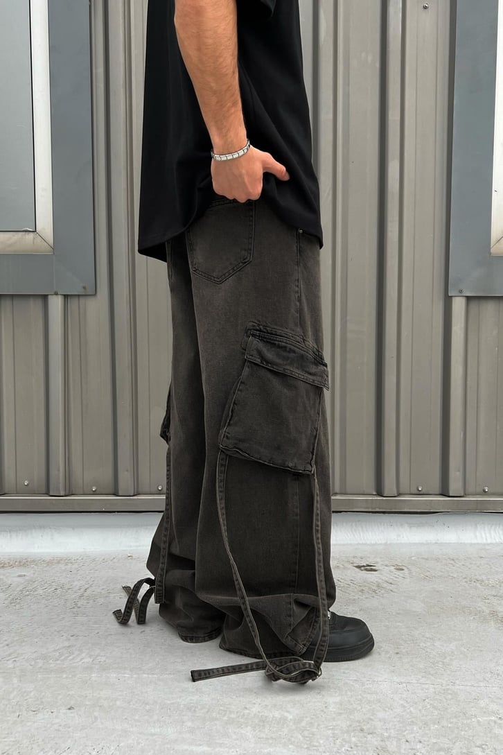 İp Detaylı Cargo Pocket Baggy Jean