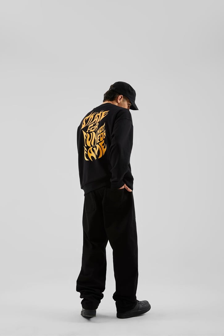 İp Detaylı Siyah Baggy Pantolon
