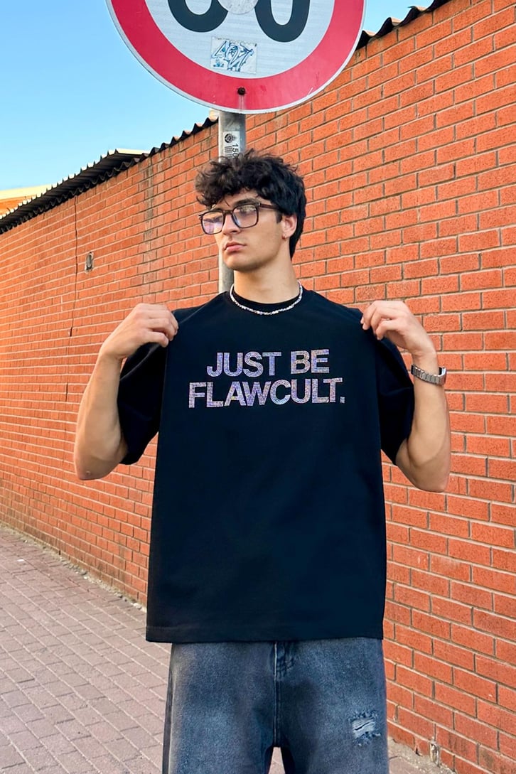 Just Be Taş İşlemeli Oversize Tişört