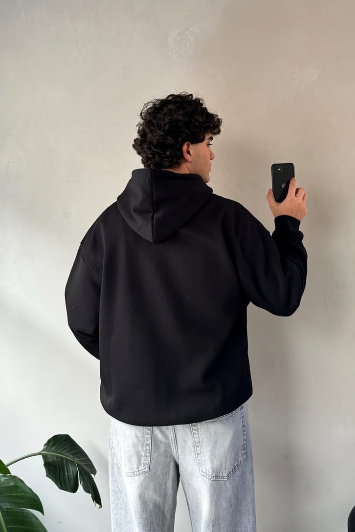 Kabartma Baskılı Oversize Hoodie