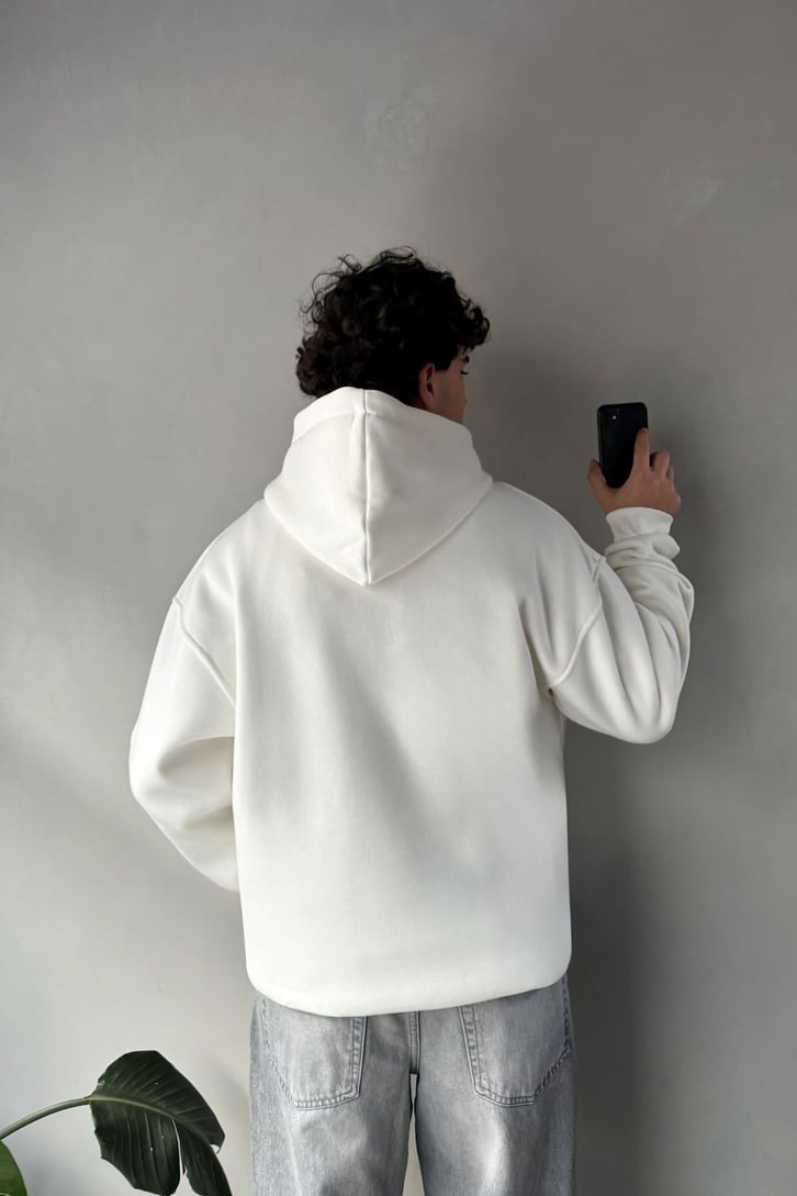 Kabartma Baskılı Oversize Hoodie