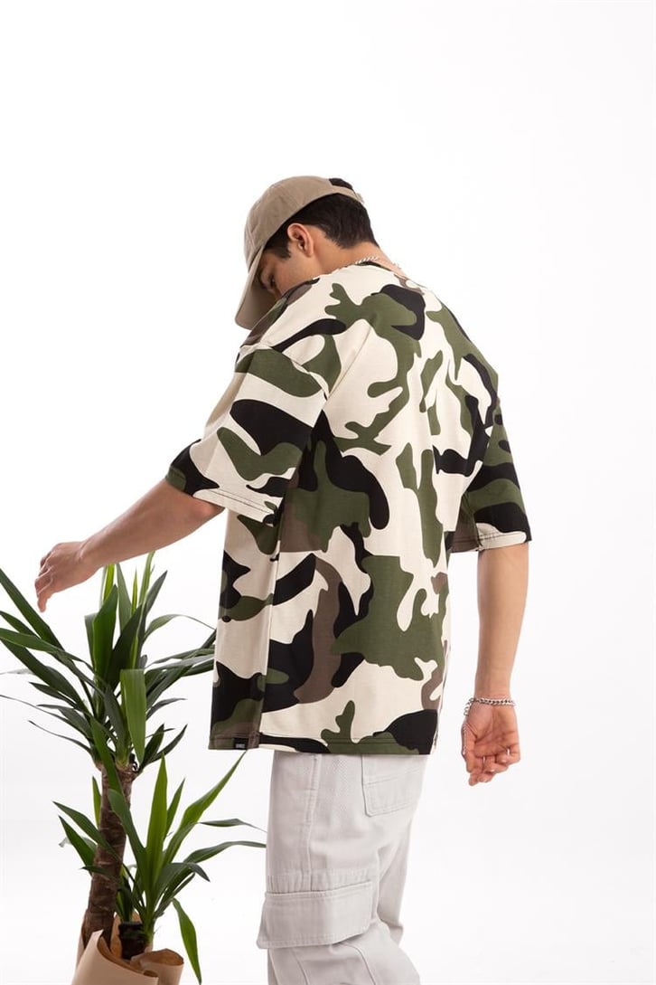 Kamuflaj Desen Oversize Tişört