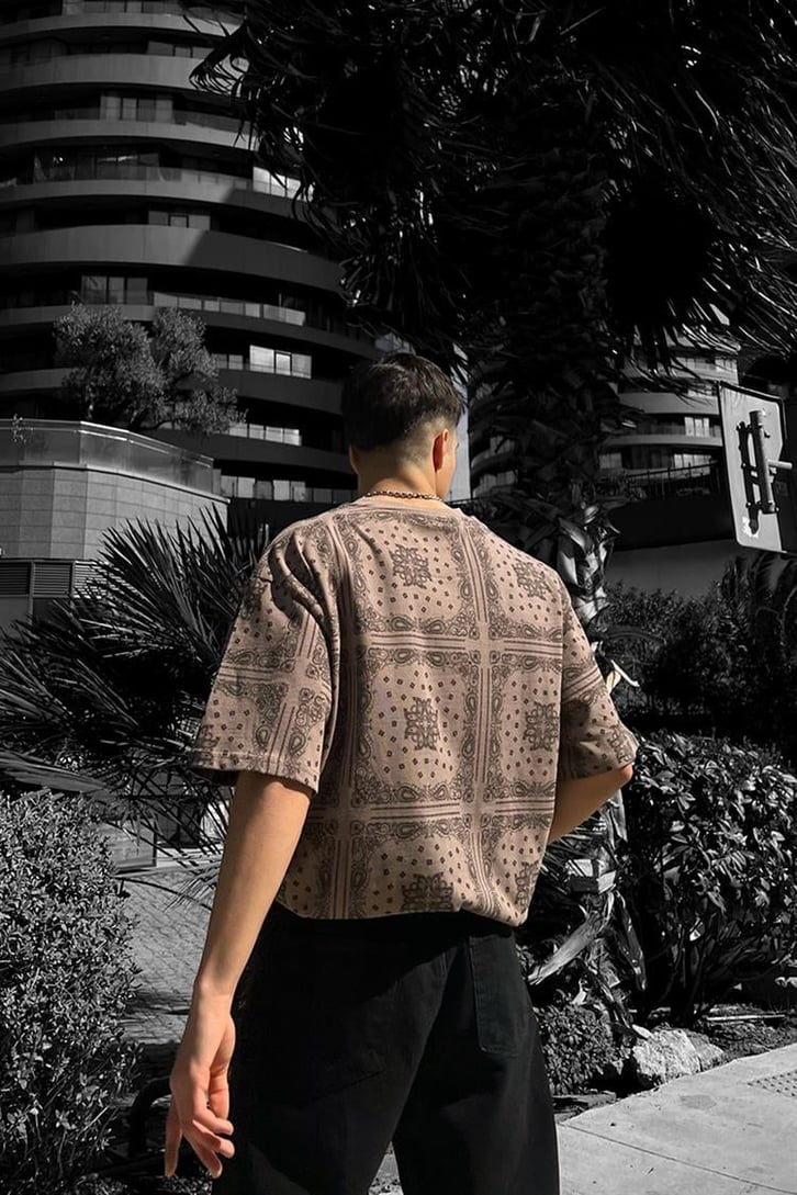 Kani Bandana Desen Oversize Tişört