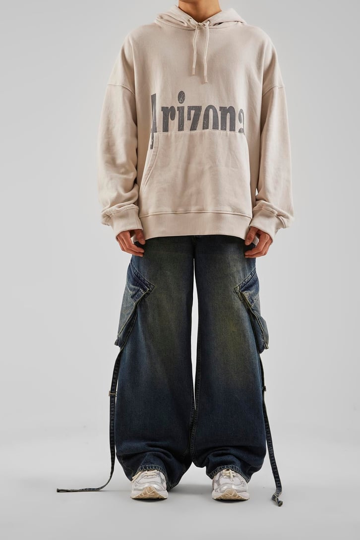 Kargo Cep Aksesuar Detaylı Mavi Baggy Jean