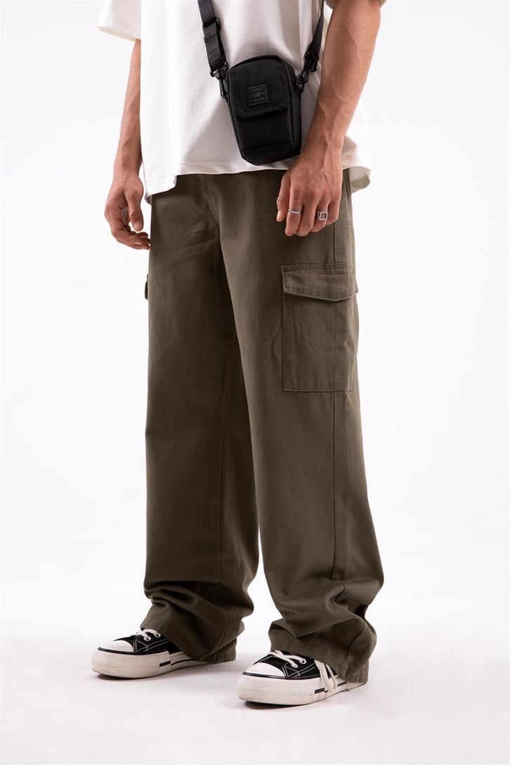 Kargo Cep Detaylı Kahverengi Baggy Pantolon