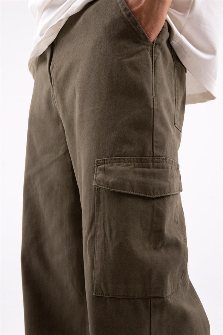 Kargo Cep Detaylı Kahverengi Baggy Pantolon