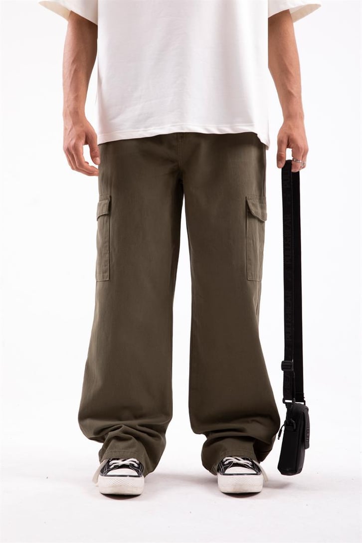 Kargo Cep Detaylı Kahverengi Baggy Pantolon