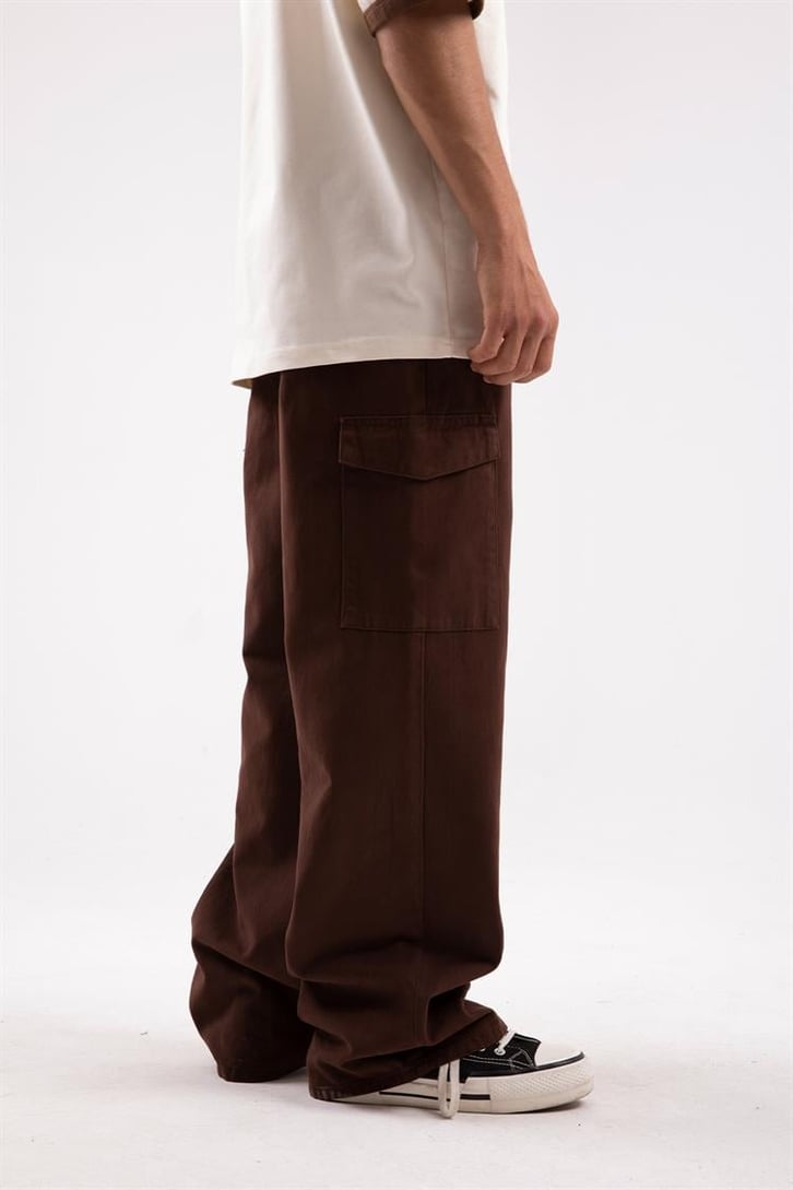 Kargo Cep Kahverengi Baggy Pantalon