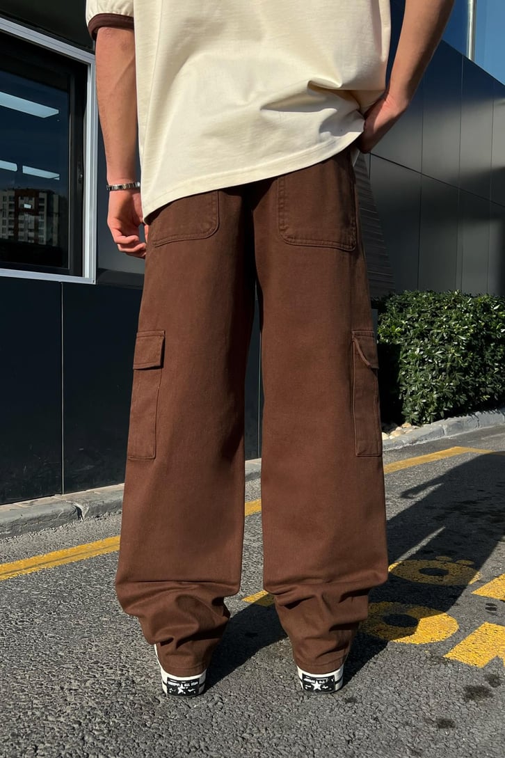 Kargo Cep Kahverengi Baggy Pantolon