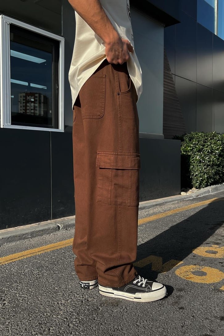 Kargo Cep Kahverengi Baggy Pantolon