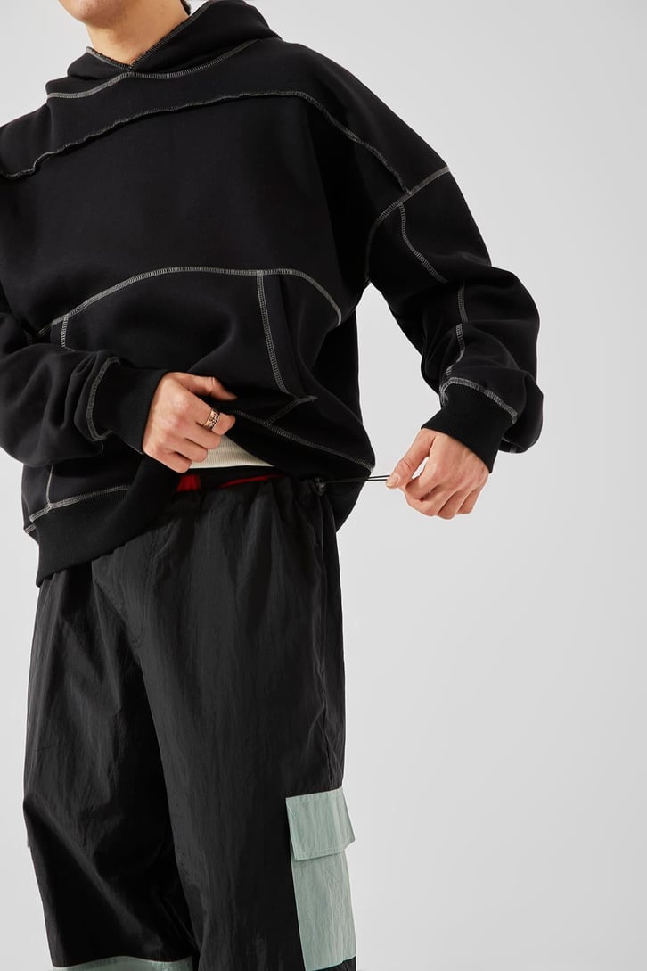 Kargo Cep Siyah Paraşüt Pantolon