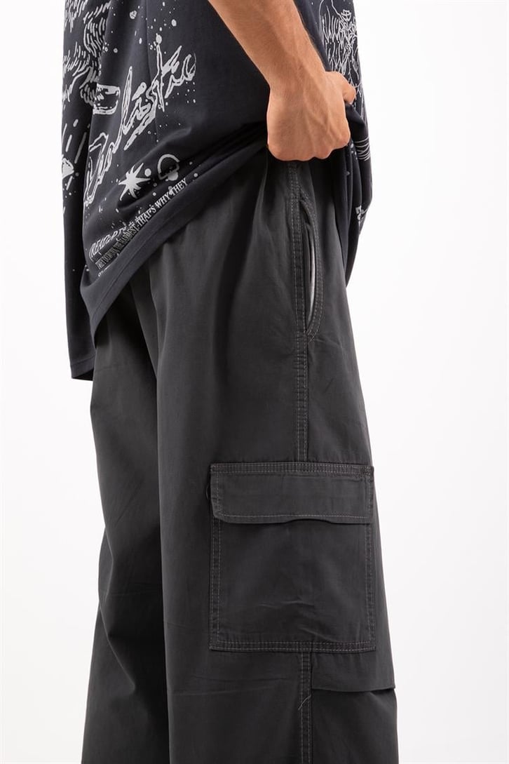 Kargo Cep Stoperli Antrasit Baggy Jean