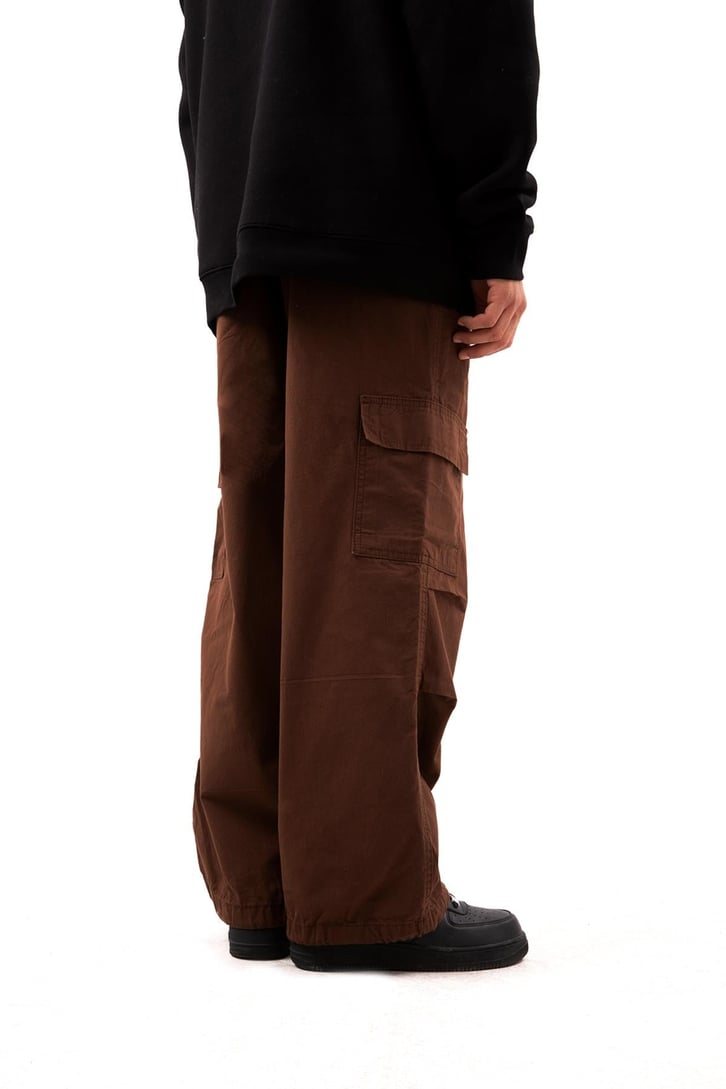 Kargo Cep Stoperli Kahverengi Baggy Jean