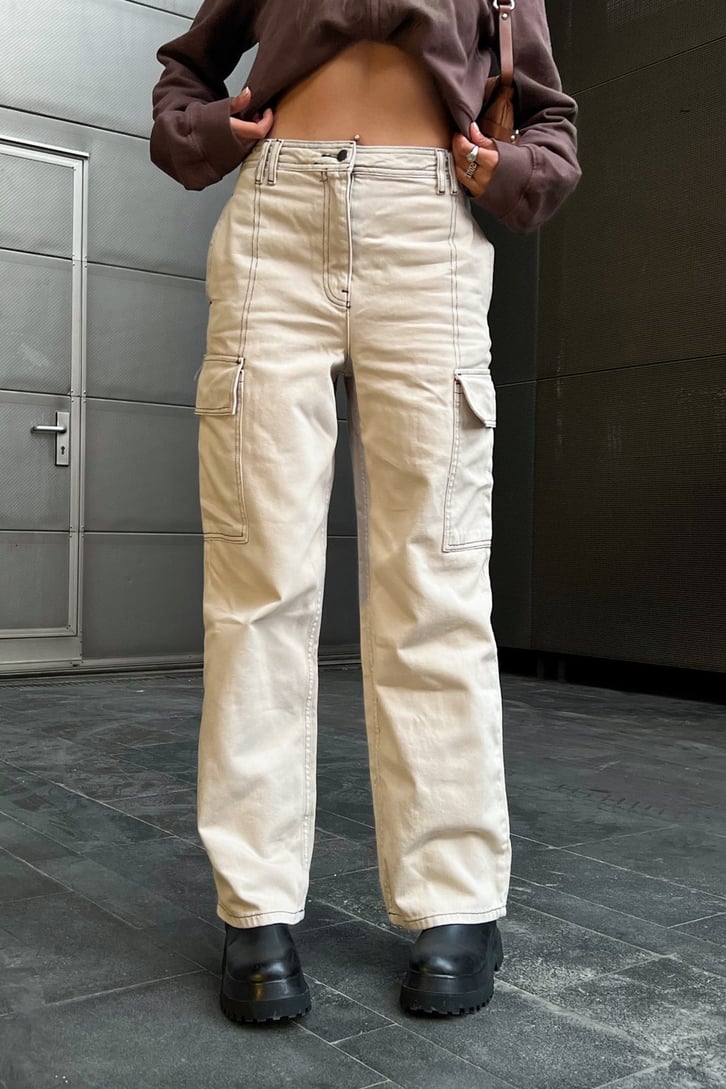 Kargo Cepli Bej Baggy Jean