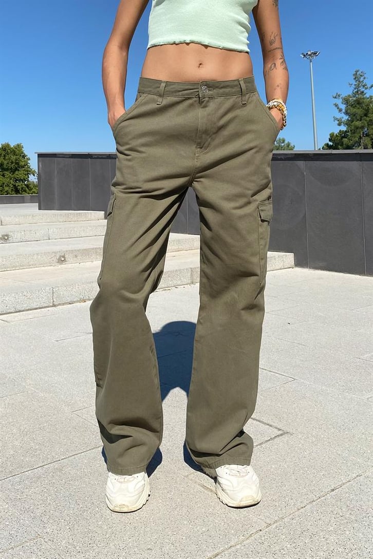 Kargo Cepli Bej Baggy Pantolon