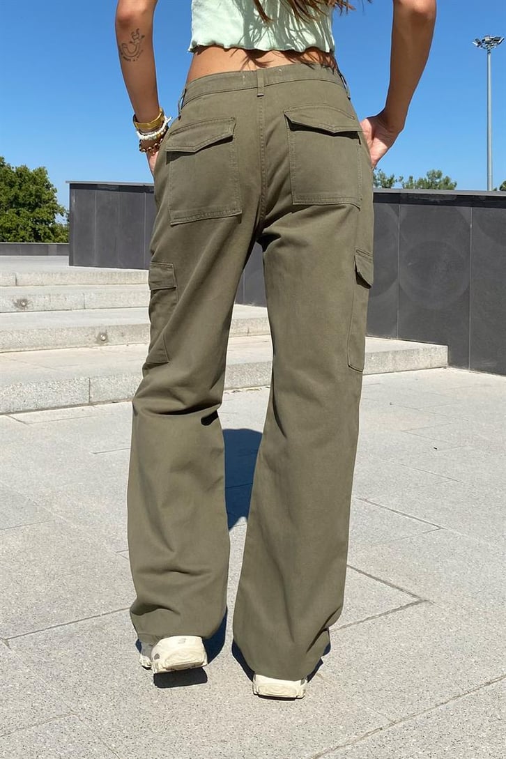 Kargo Cepli Bej Baggy Pantolon