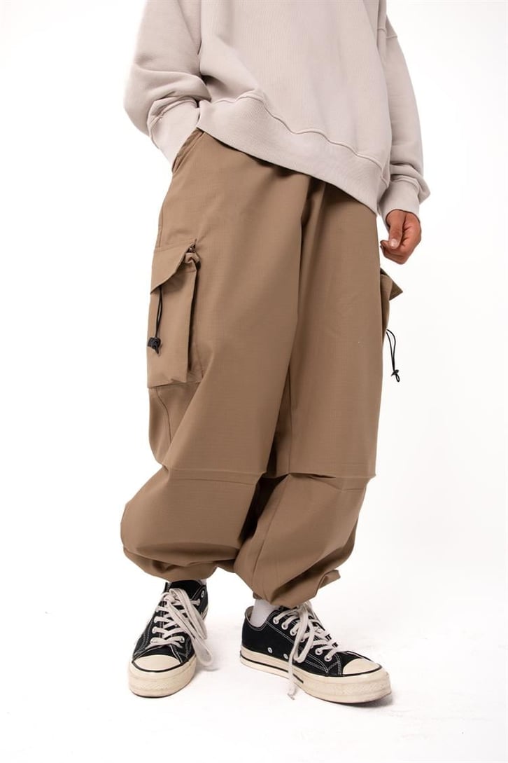 Kargo Cepli Camel Paraşüt Kumaş Pantolon