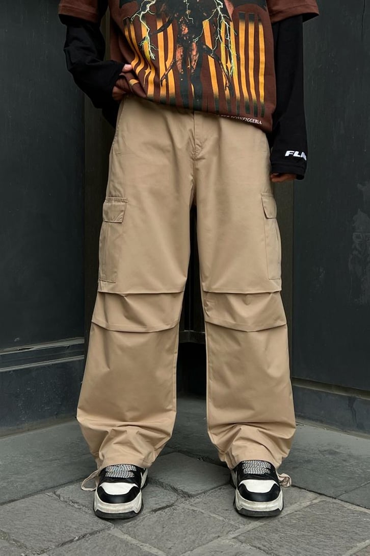 Kargo Cepli Camel Paraşüt Pantolon
