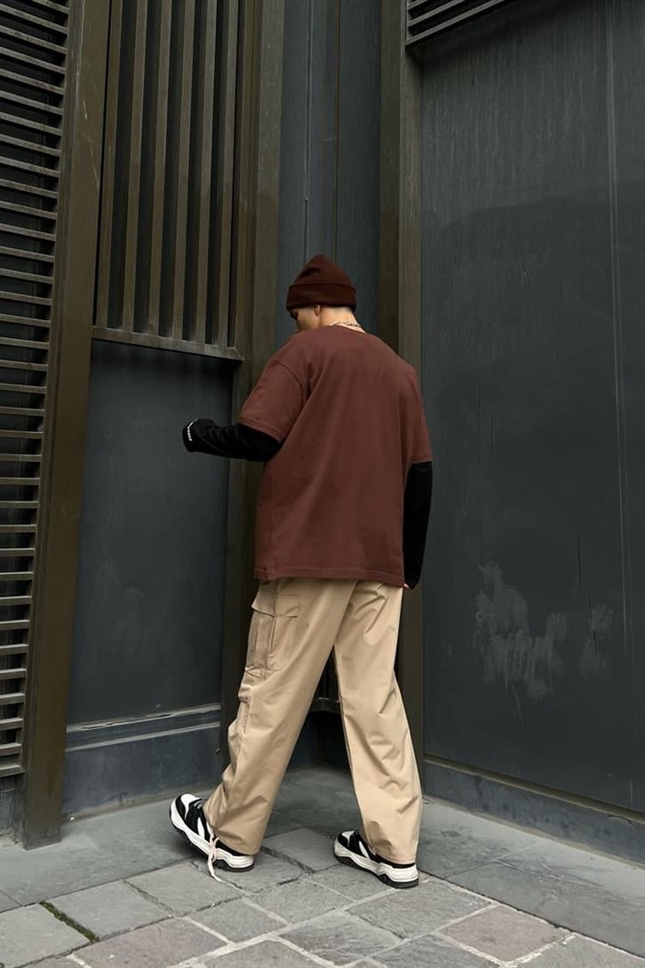 Kargo Cepli Camel Paraşüt Pantolon