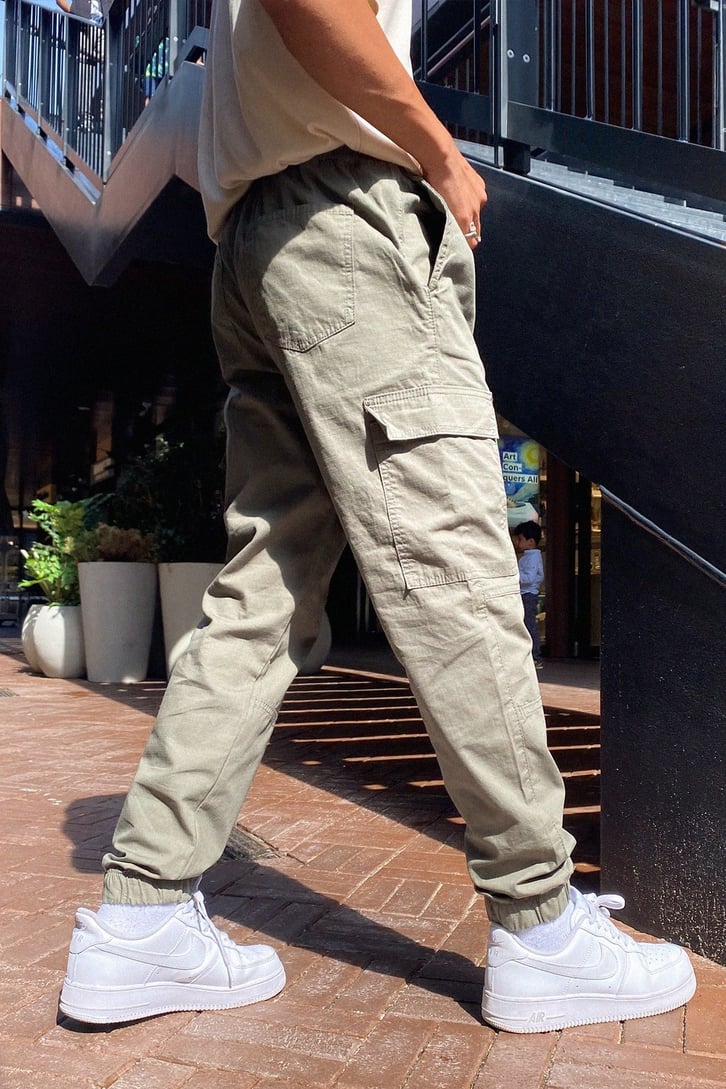 Kargo Cepli Haki Jogger Pantolon