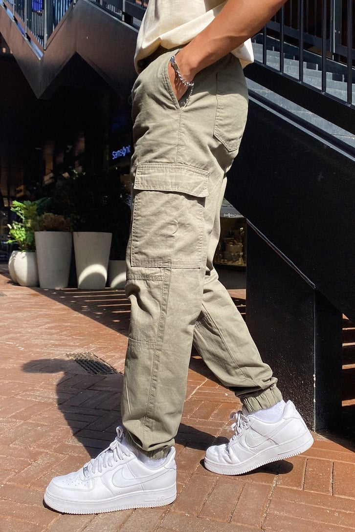 Kargo Cepli Haki Jogger Pantolon