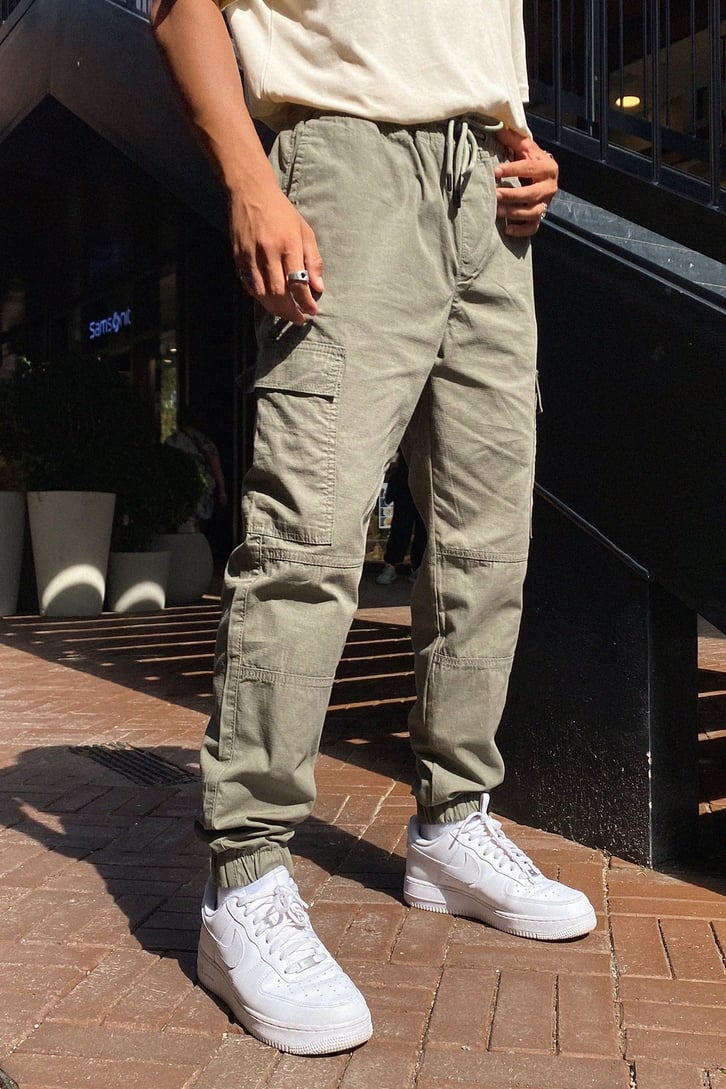 Kargo Cepli Haki Jogger Pantolon
