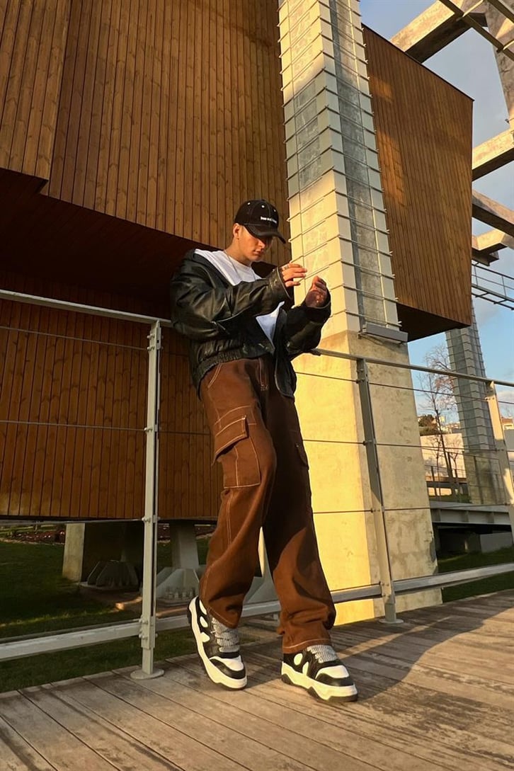 Kargo Cepli Kahverengi Baggy Jean