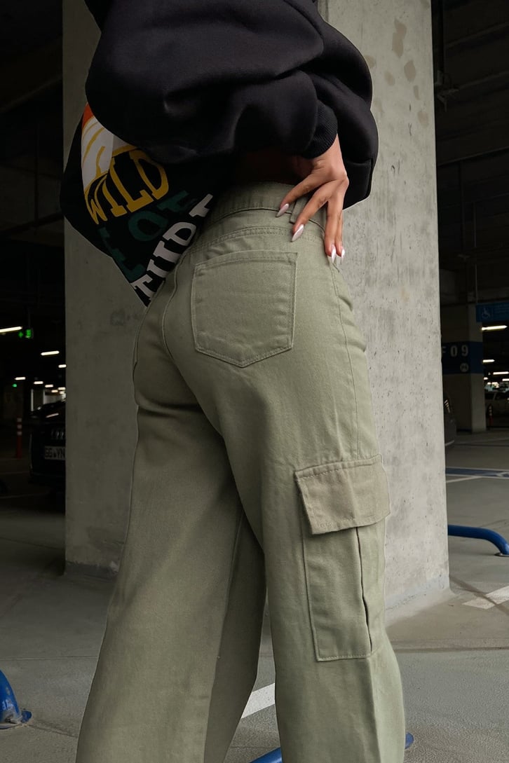 Kargo Cepli Kahverengi Baggy Jean