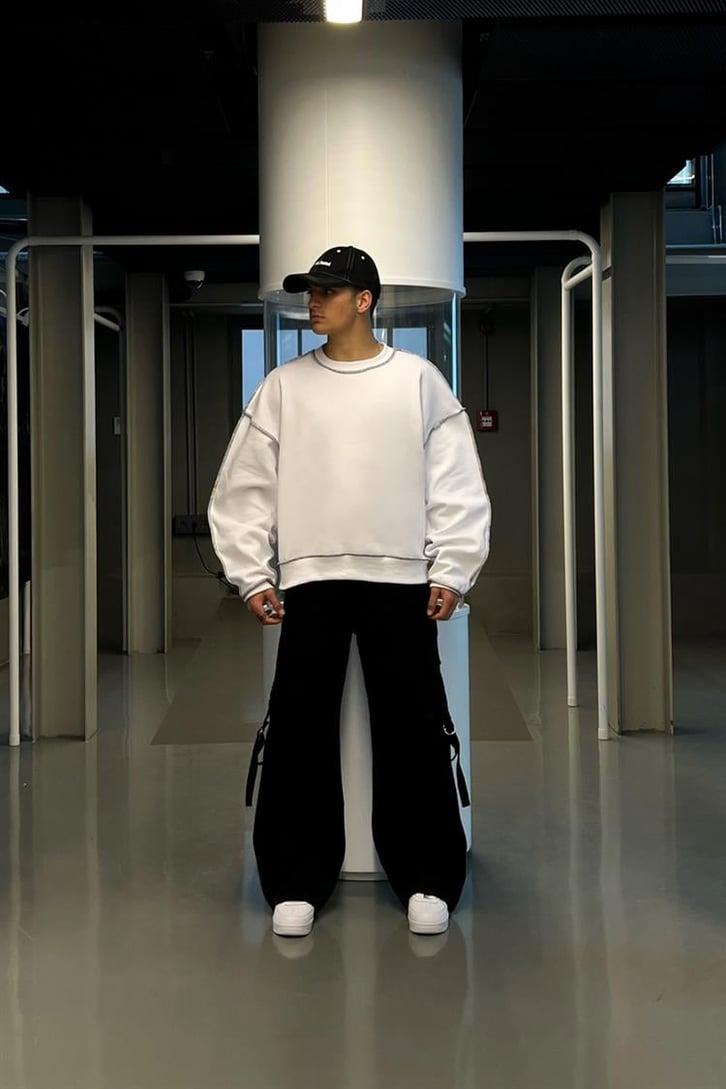 Kargo Cepli Siyah Baggy Jean