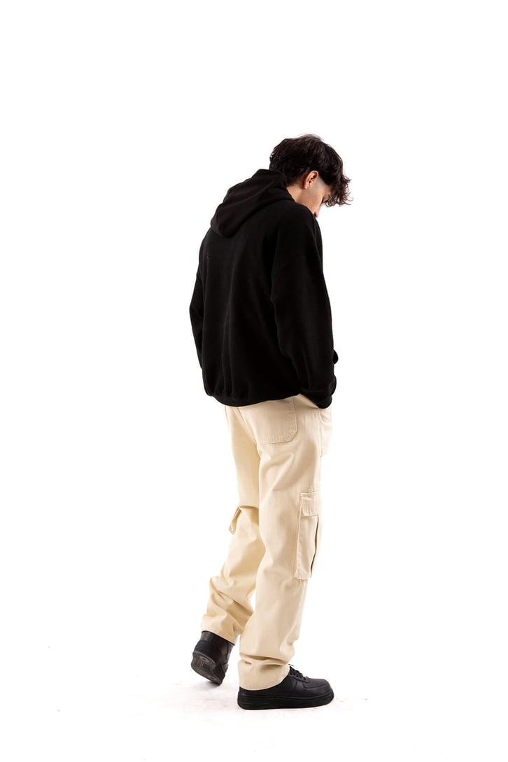 Kargo Cepli Taş Rengi Baggy Jean