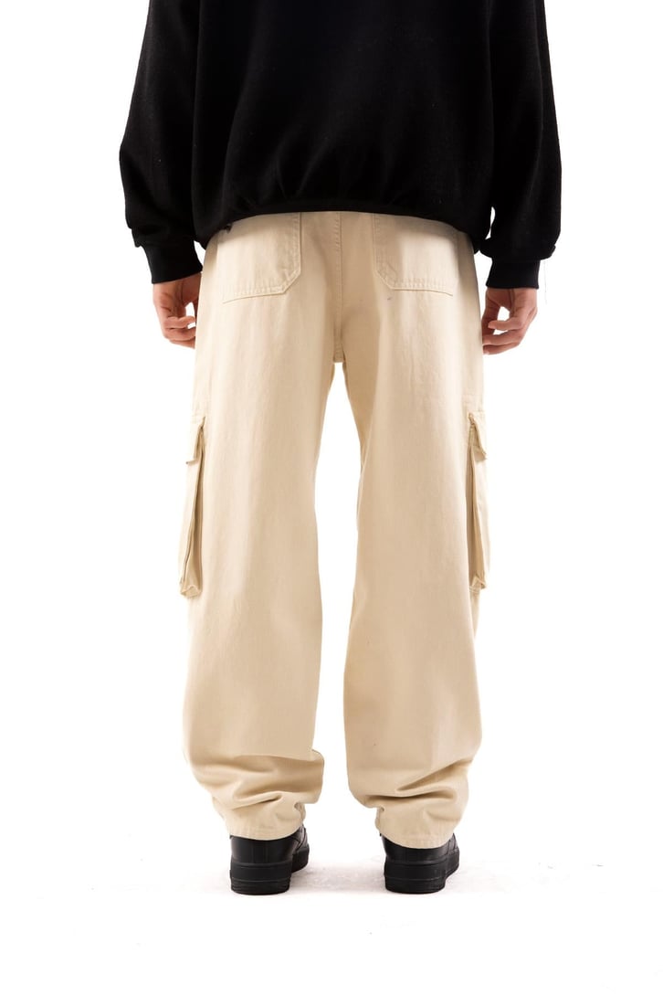 Kargo Cepli Taş Rengi Baggy Jean