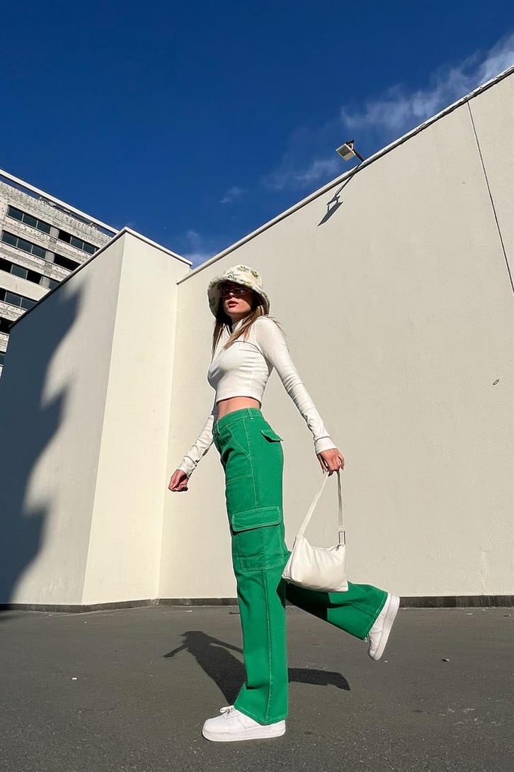 Kargo Cepli Yeşil Baggy Jean