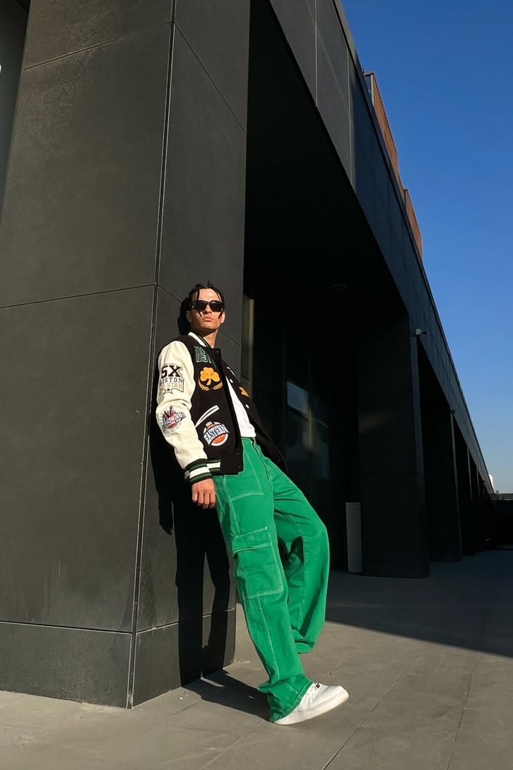 Kargo Cepli Yeşil Baggy Jean