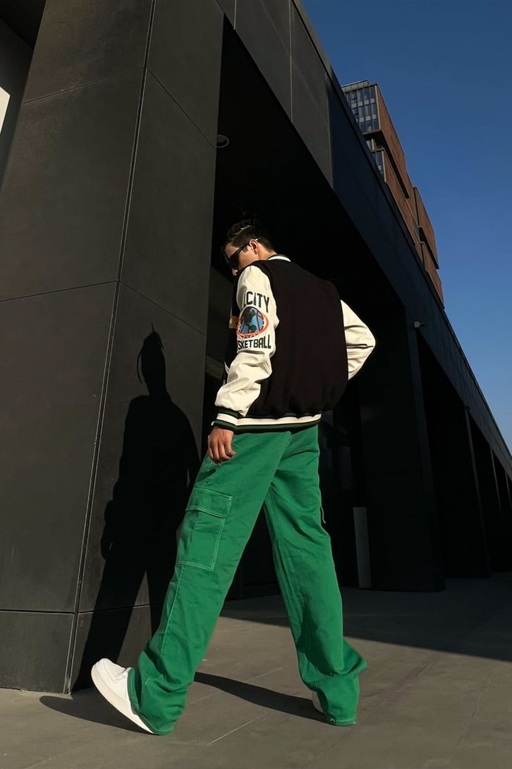 Kargo Cepli Yeşil Baggy Jean