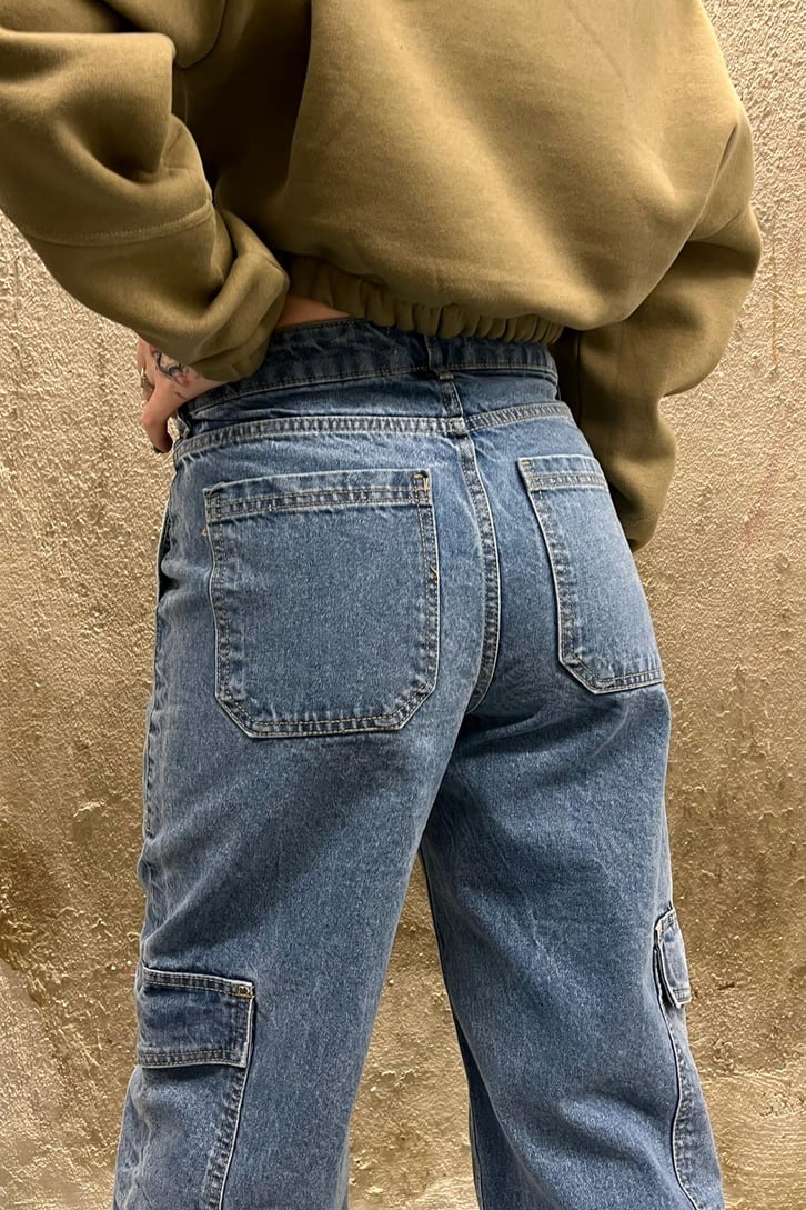 Kargo Ceplli Mavi Baggy Jean