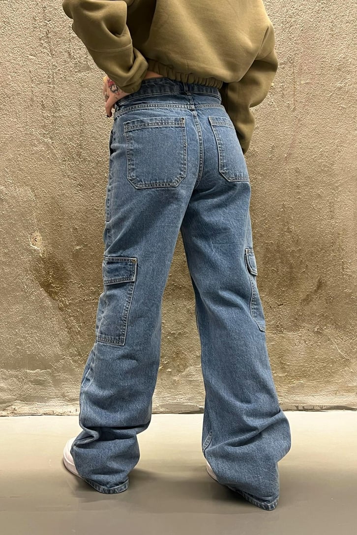 Kargo Ceplli Mavi Baggy Jean