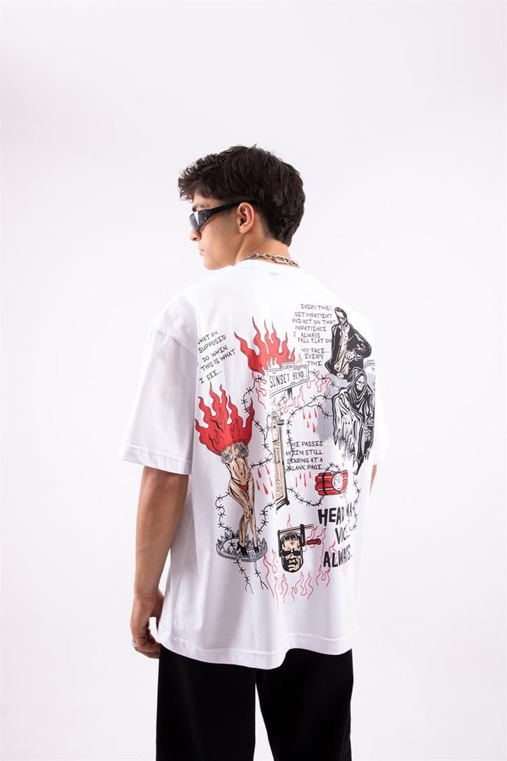 Keep Walkıng Baskılı Beyaz Tshirt