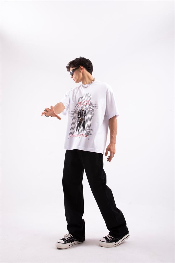 Keep Walkıng Baskılı Beyaz Tshirt
