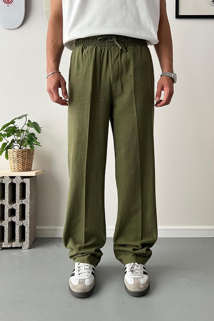 Keten Bel Lastikli Relax Fit Pantolon