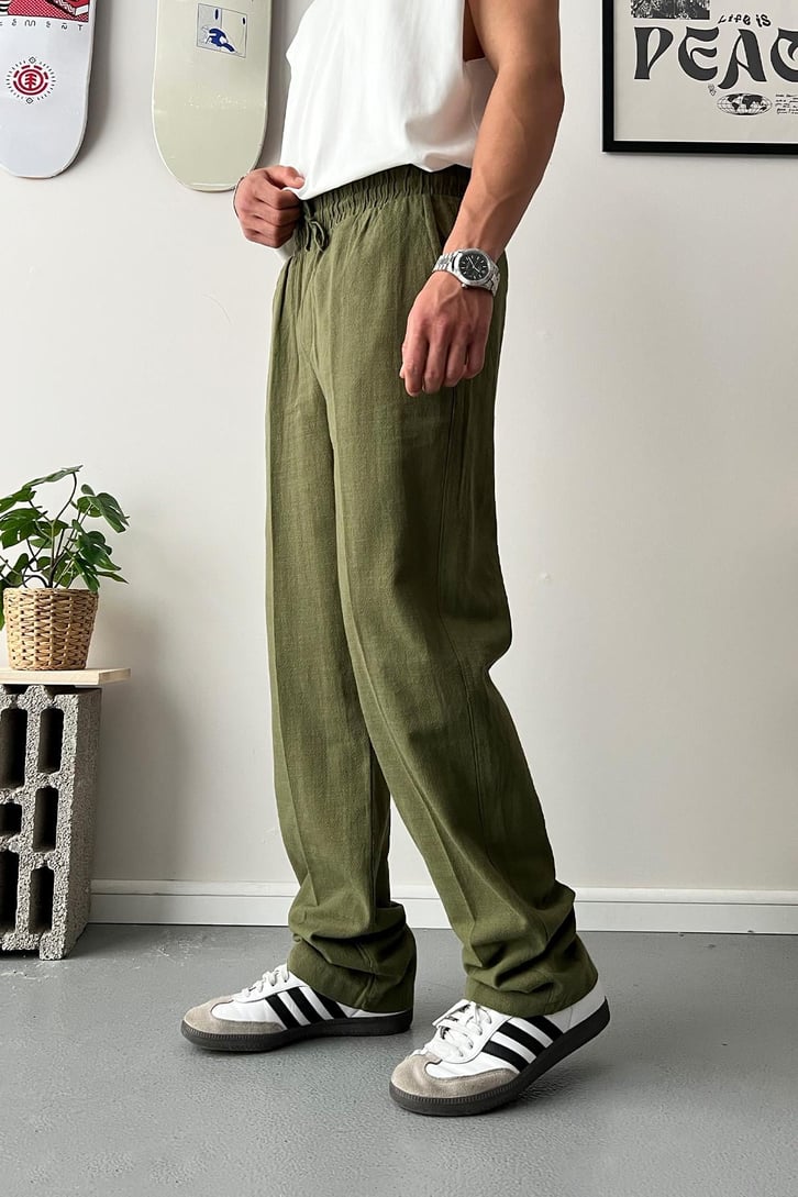 Keten Bel Lastikli Relax Fit Pantolon